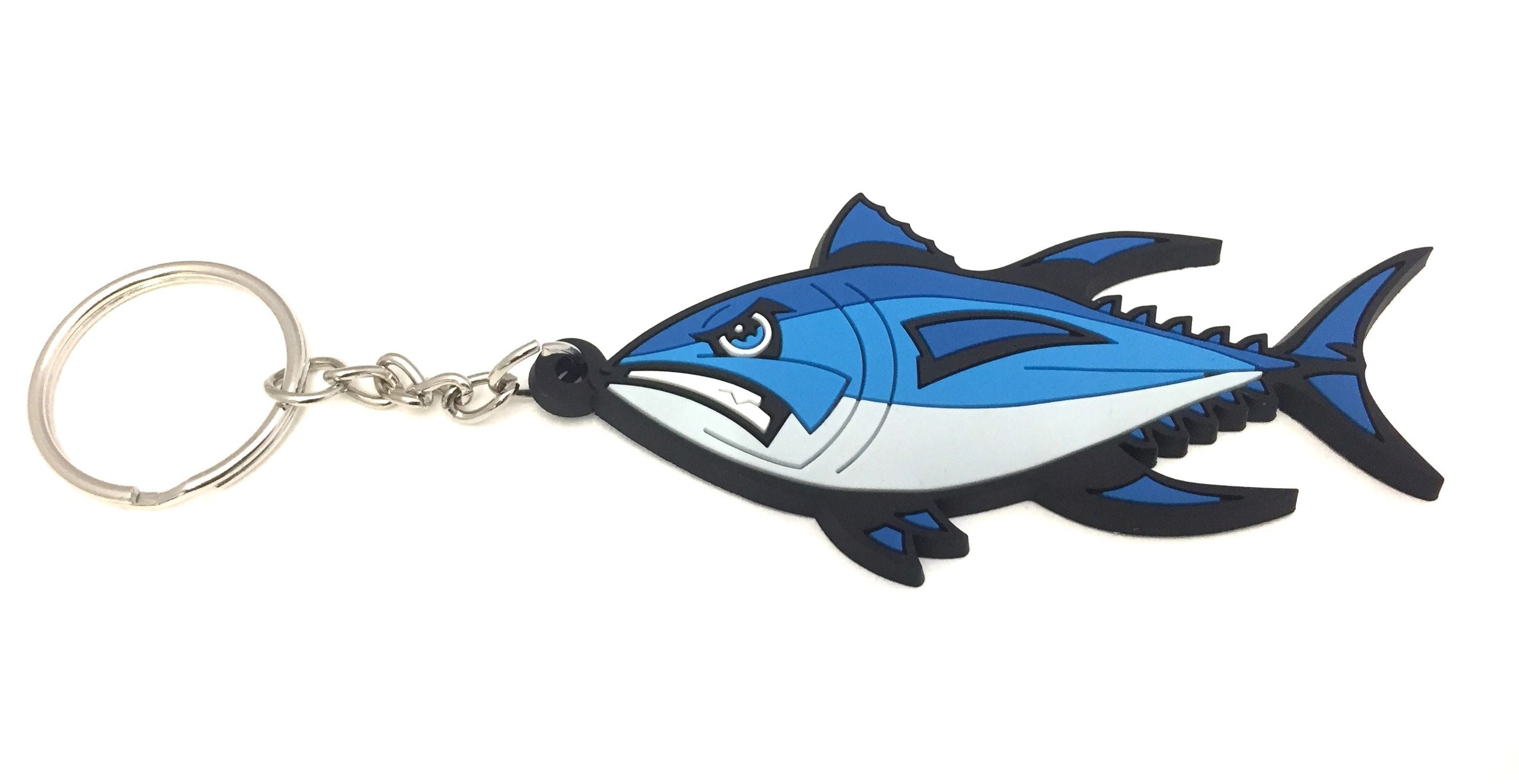 Bluefin Tuna Fishing Saltwater Fish Keyring Key Chain Tackle Box Zipper Pull