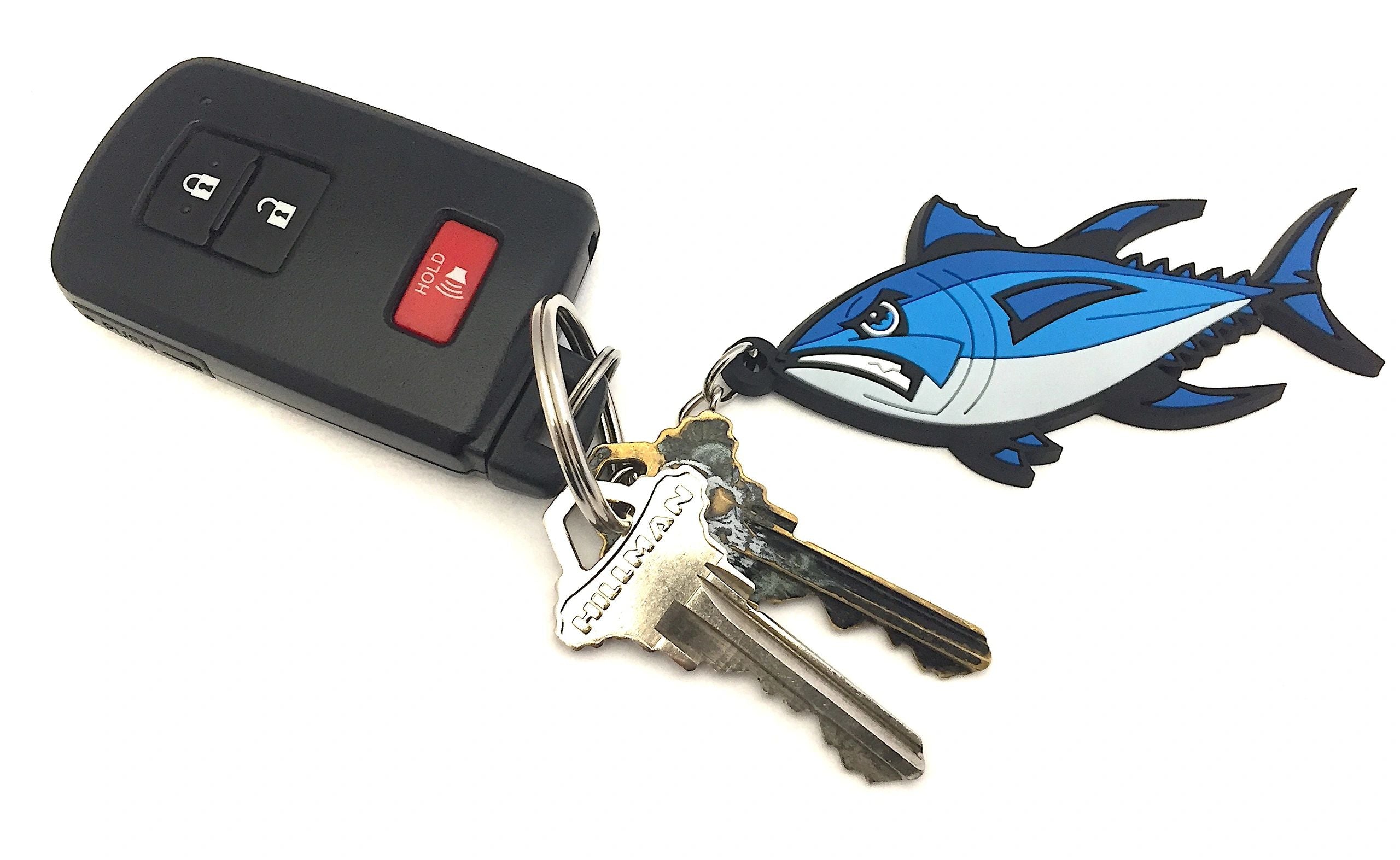Bluefin Tuna Fishing Saltwater Fish Keyring Key Chain Tackle Box Zipper Pull