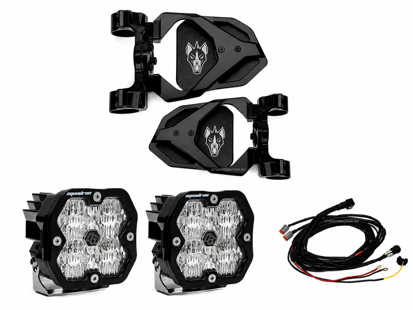 Chupacabra Offroad Cuero Race UTV Mirrors (set of 2) With Baja Designs Squadron Sport Lights