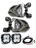 Chupacabra Offroad Titanium Gray Race UTV Mirrors (set of 2) With Baja Designs Squadron Sport Lights