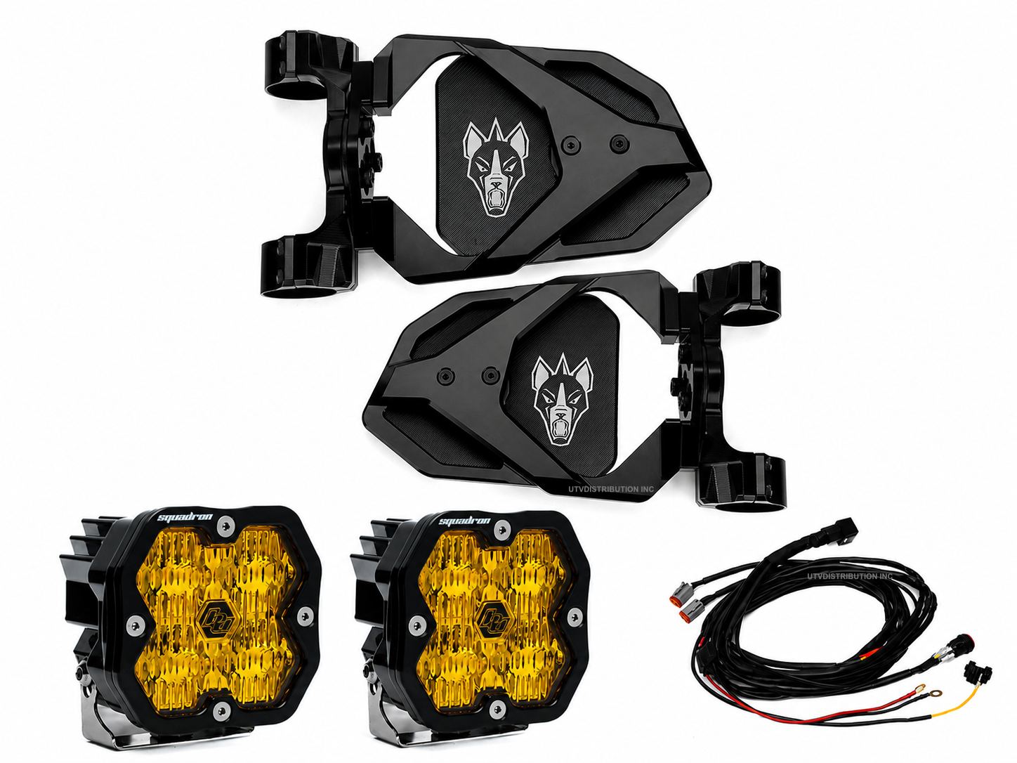 Chupacabra Offroad Cuero Race UTV Mirrors (set of 2) With Baja Designs Squadron Sport Lights