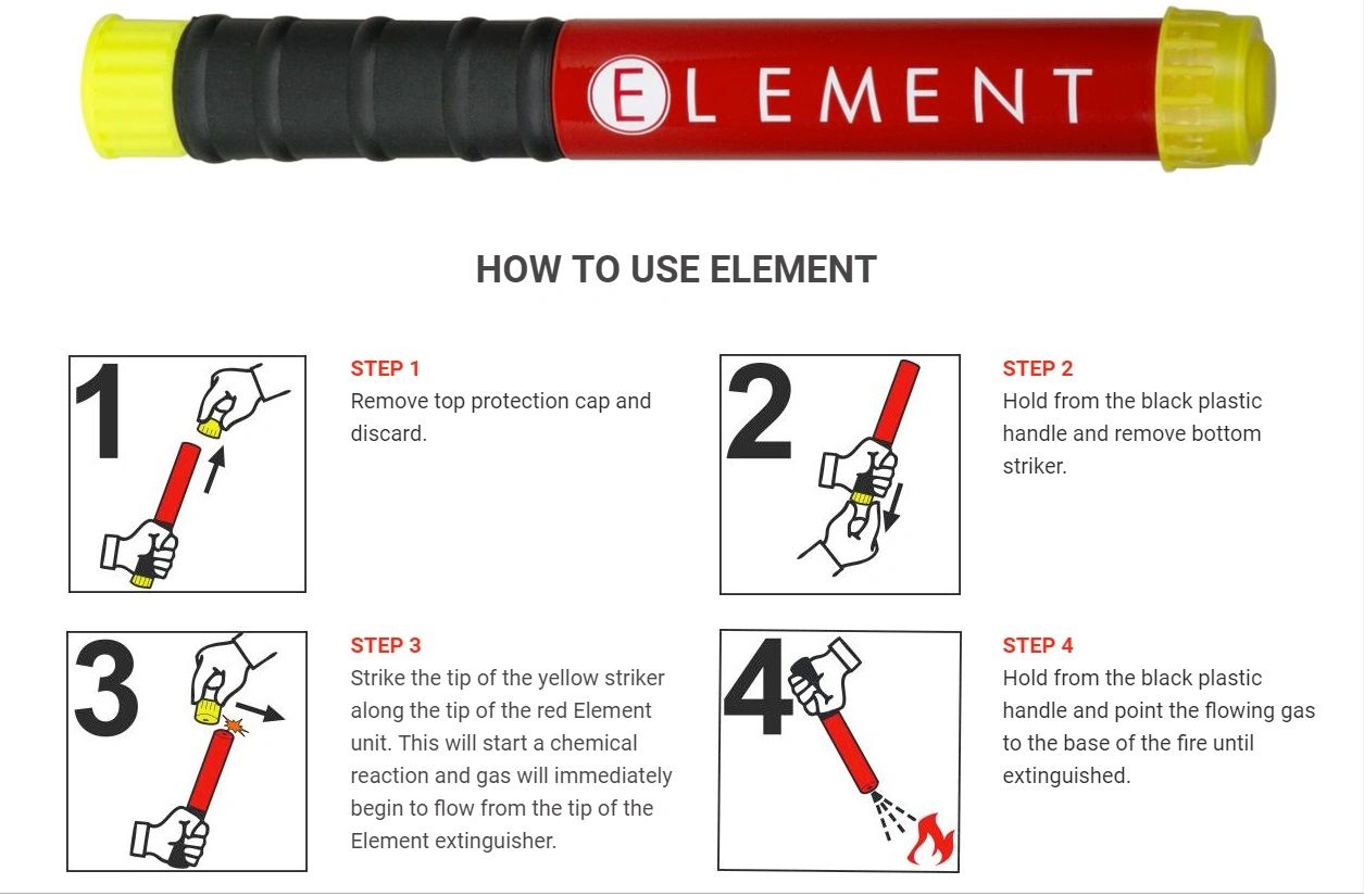 ELEMENT E50 Fire Extinguisher 40050, 50 second discharge USA NO MAINTENANCE