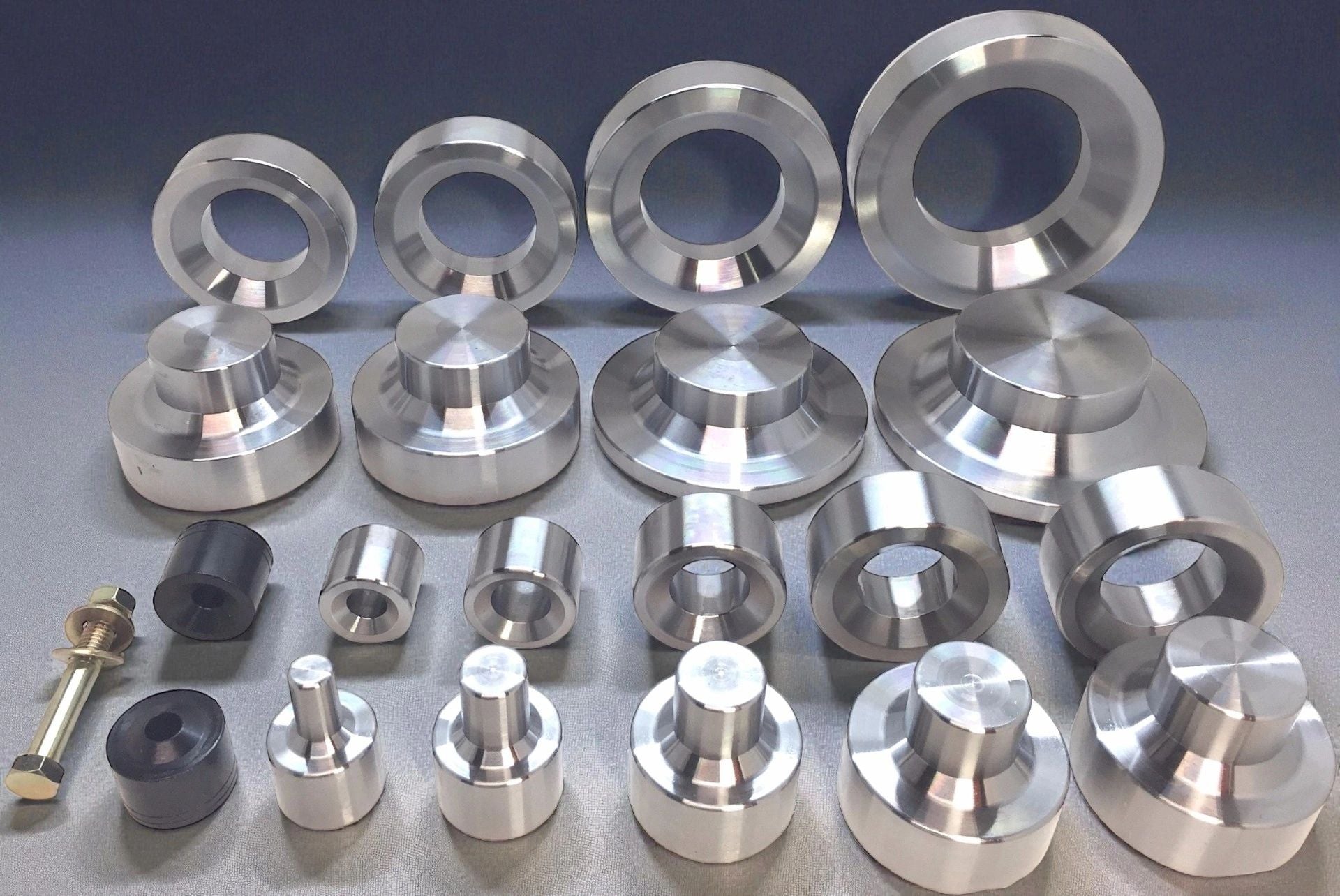 10 Piece Dimple Die Set 1/2" 3/4" 1" 1 1/4" 1 1/2" 1 3/4" 2" 2 1/2" 3" Dzus Die